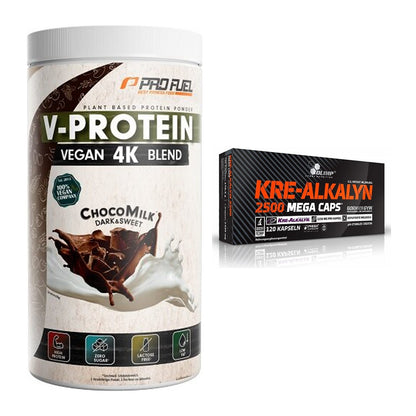 Muskelaufbau-Set: ProFuel V-PROTEIN vegan + Olimp Kre Alkalyn 2500 – alle enthaltenen Artikel