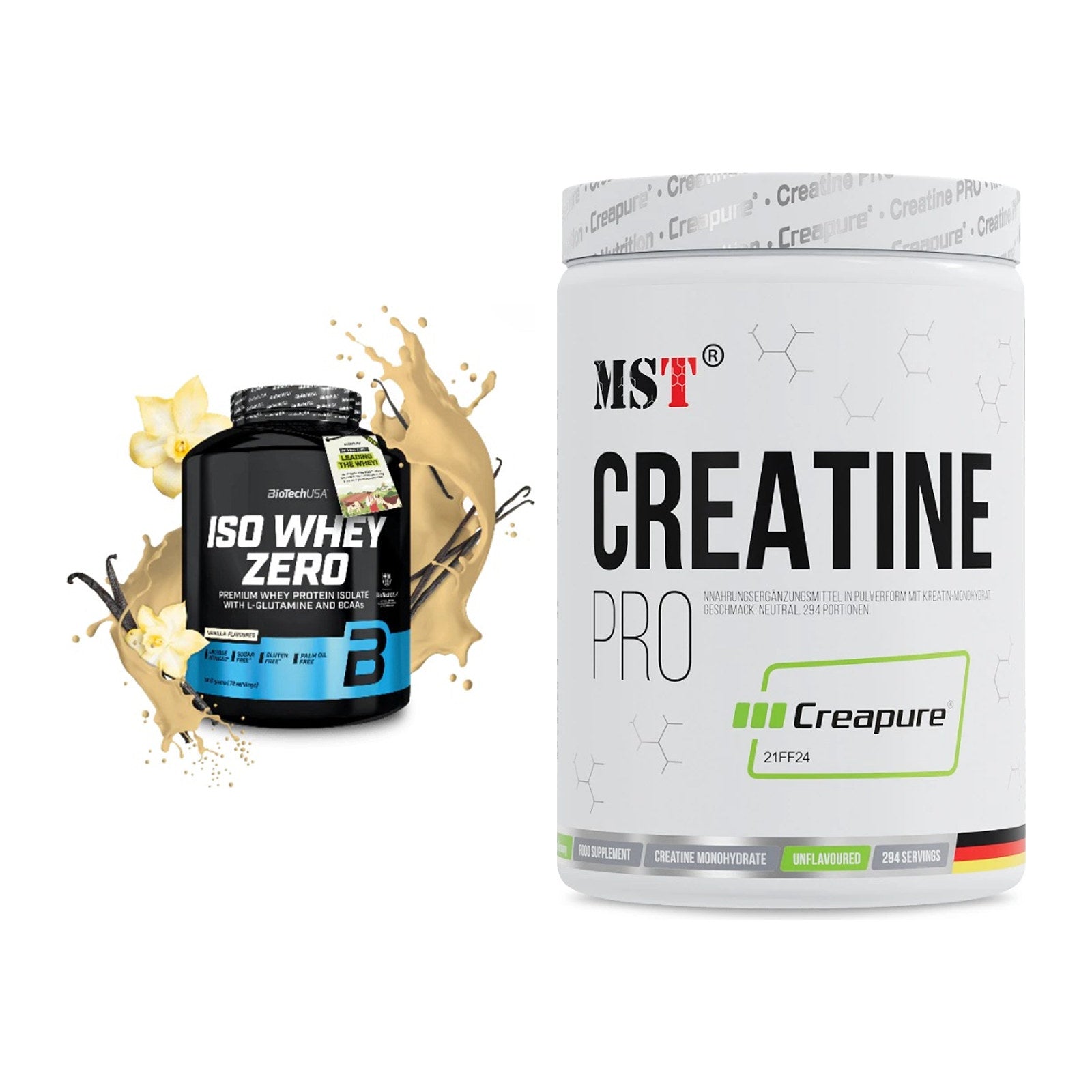 Muskelaufbau-Set: BioTech Iso Whey Zero + MST Creatin Pro CREAPURE – alle enthaltenen Artikel