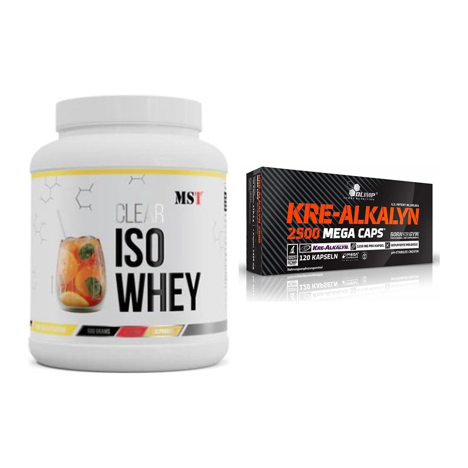 Muskelaufbau-Set: MST Iso Clear + Olimp Kre Alkalyn 2500 – alle enthaltenen Artikel