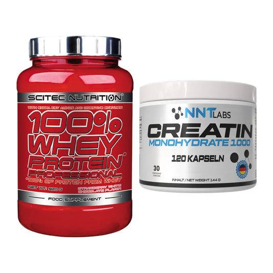 Muskelaufbau-Set: Scitec 100% Whey + NNT Creatin 1000 mg – alle enthaltenen Artikel