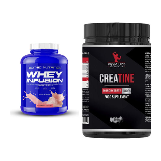 Muskelaufbau-Set: Scitec Whey Infusion + #GYMJUICE Creatine – alle enthaltenen Artikel
