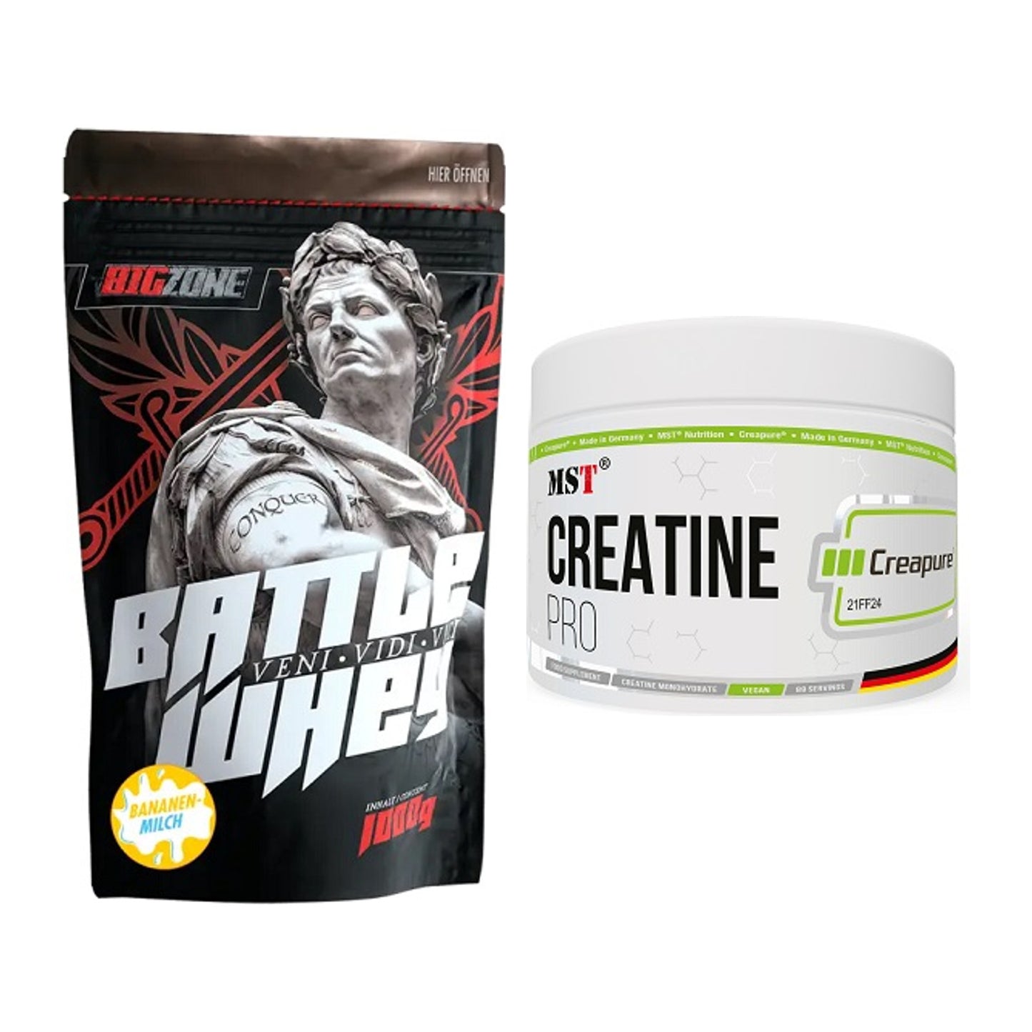 Muskelaufbau-Set: Big Zone Battle Whey + MST Creatin Pro CREAPURE – alle enthaltenen Artikel
