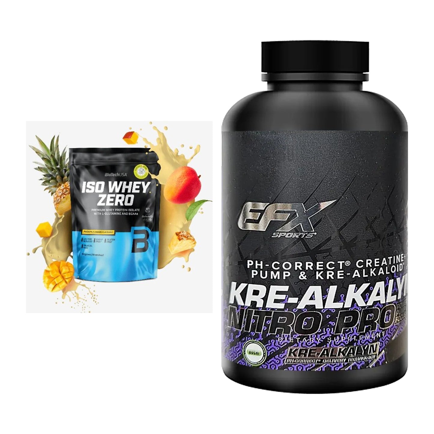 Muskelaufbau-Set: BioTech Iso Whey Zero + EFX Kre-Alkalyn Nitro – alle enthaltenen Artikel