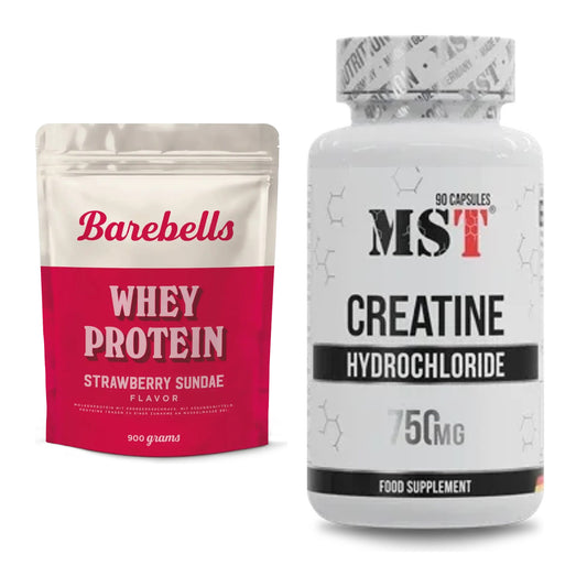 Muskelbyggesæt: Barebells Whey Protein + MST Creatine HCL - alle varer inkluderet