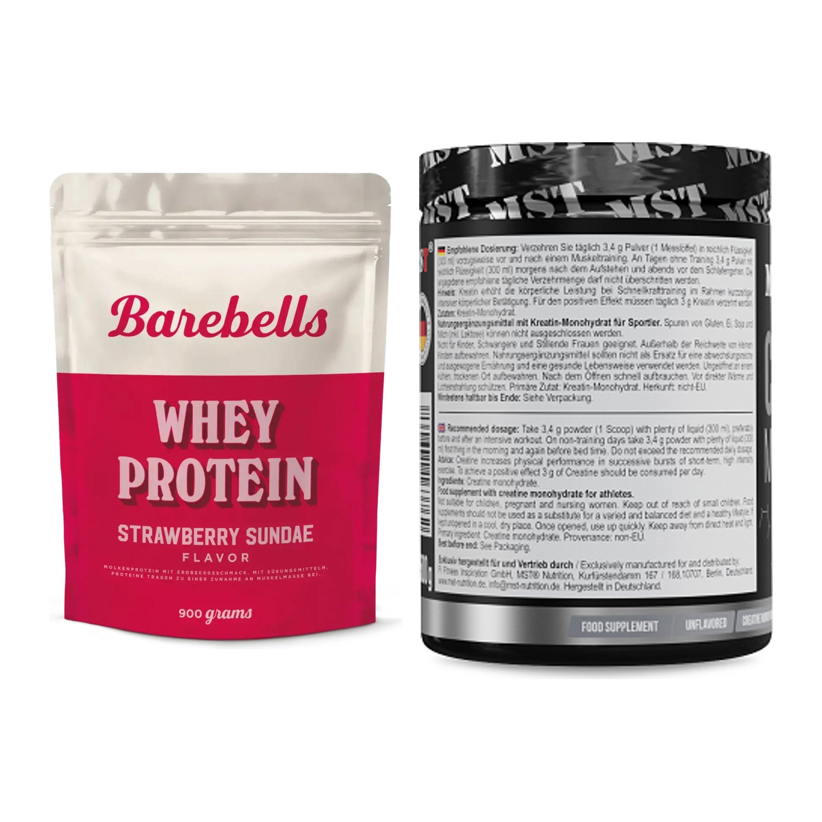 Muskelaufbau-Set: Barebells Whey Protein + MST Creatin Monohydrate – alle enthaltenen Artikel