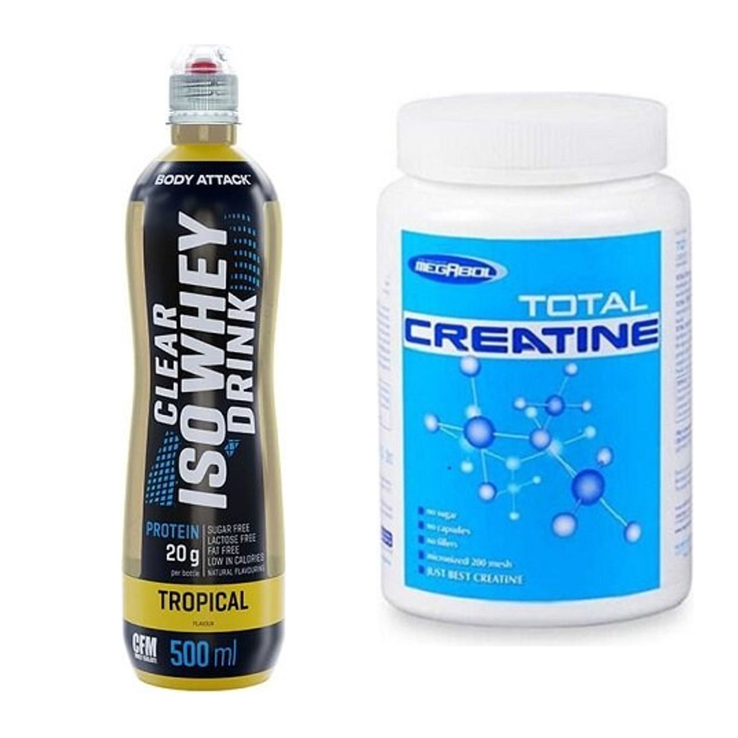 Muskelaufbau-Set: Body Attack Clear Iso + Megabol Total Creatine – alle enthaltenen Artikel