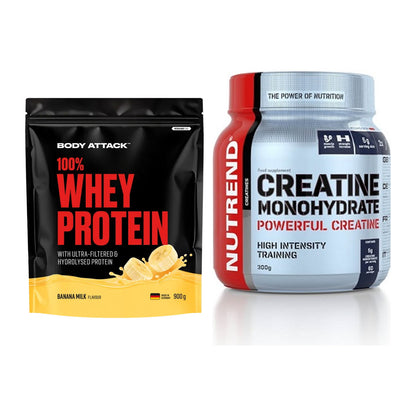Muskelaufbau-Set: Body Attack 100% Whey + Nutrend Creatine – alle enthaltenen Artikel
