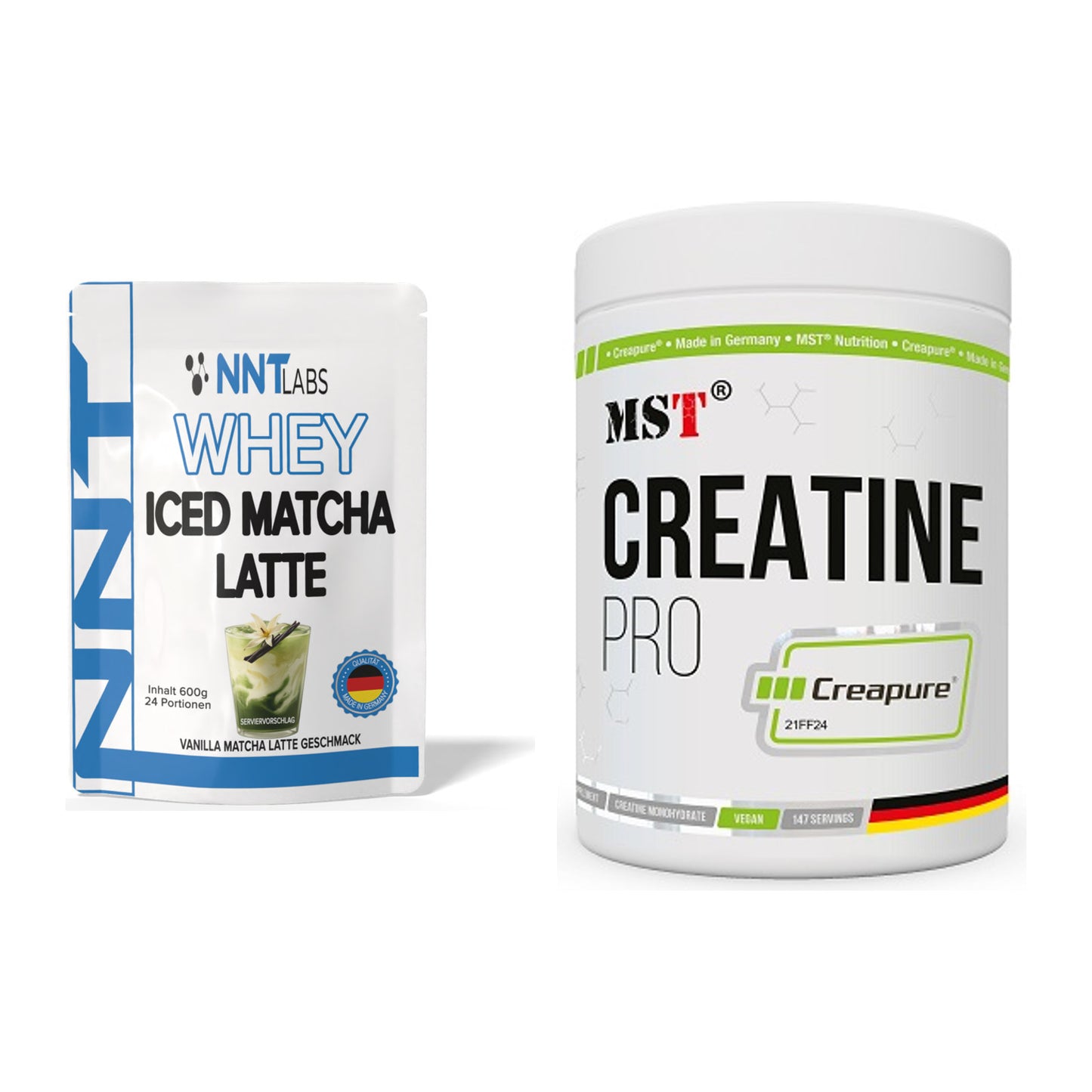 Muskelaufbau-Set: NNT Whey ICED MATCHA + MST Creatin Pro CREAPURE – alle enthaltenen Artikel