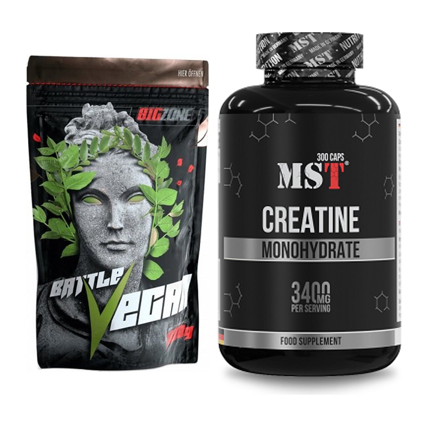 Muskelaufbau-Set: Big Zone Battle Vegan + MST Creatine Monohydrate – alle enthaltenen Artikel