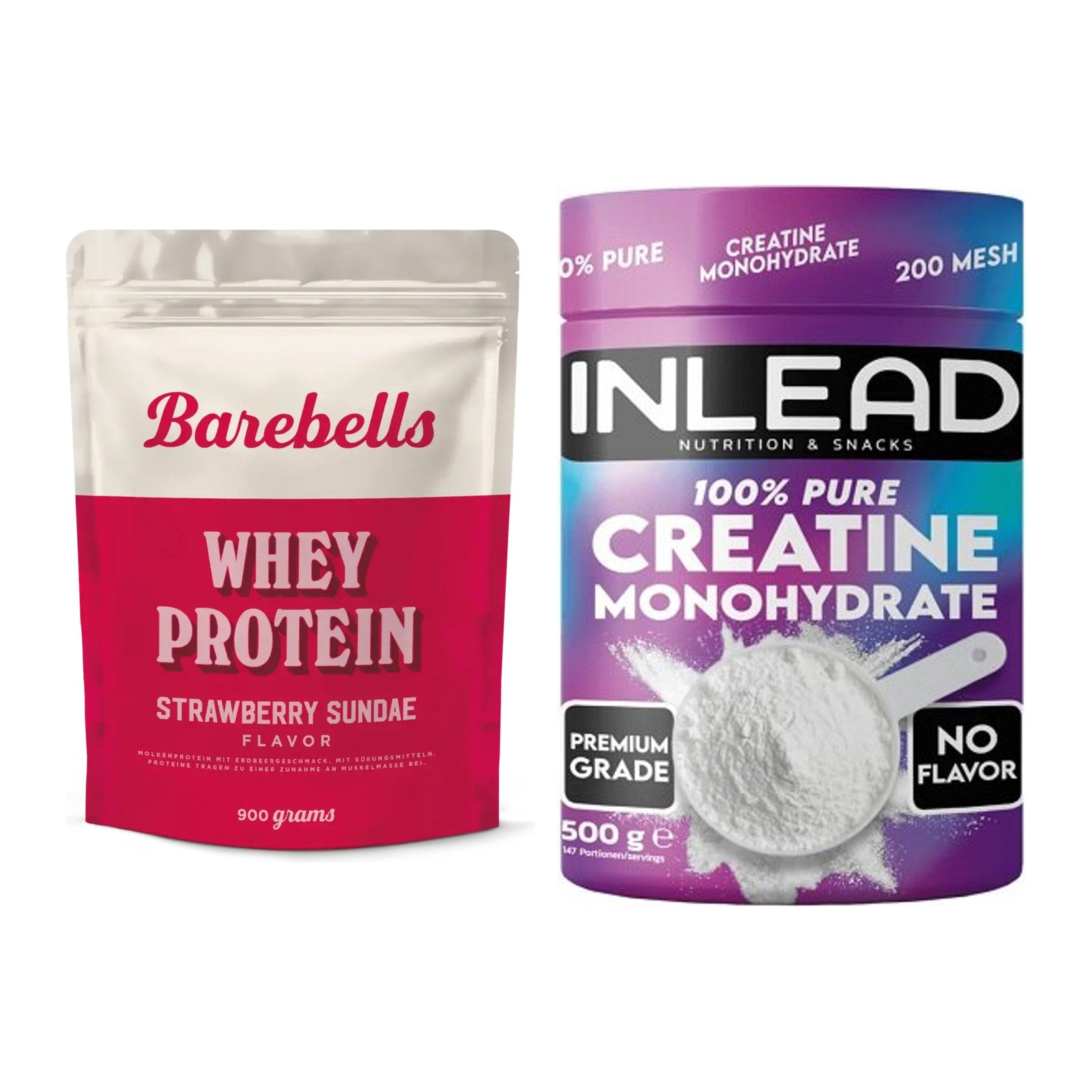 Muskelaufbau-Set: Barebells Whey Protein + INLEAD Creatine Monohydrate – alle enthaltenen Artikel