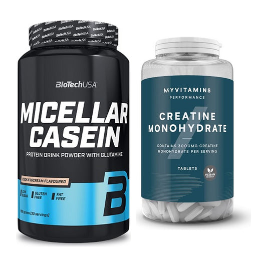 Muskelaufbau-Set: BioTech Micellar Casein + MyProtein MyVitamins – alle enthaltenen Artikel