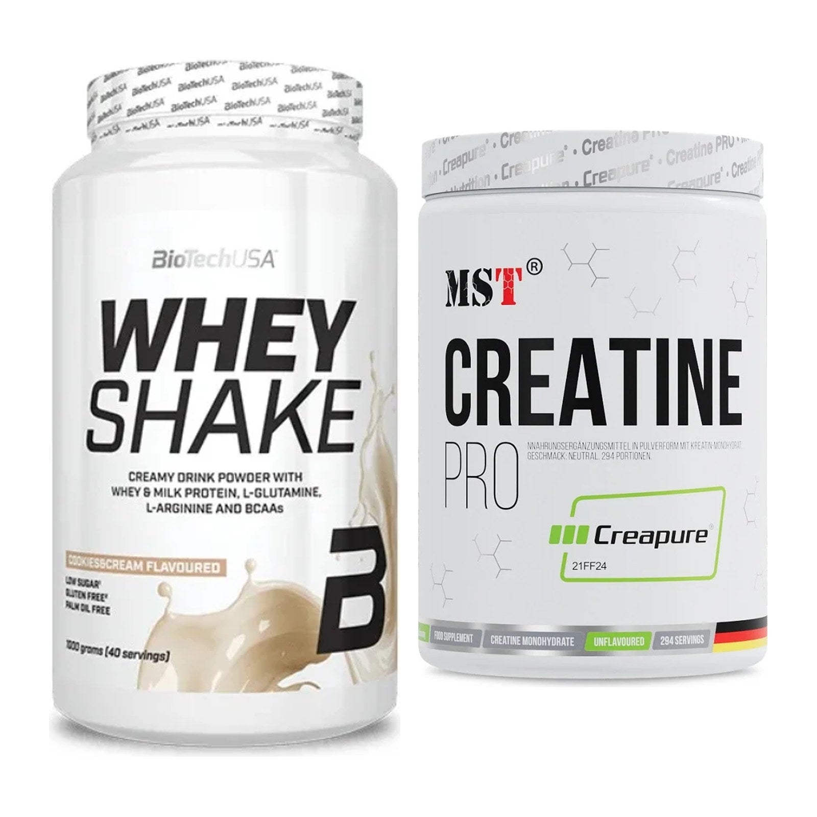 Muskelaufbau-Set: BioTech Whey Shake 1000g + MST Creatin Pro CREAPURE – alle enthaltenen Artikel