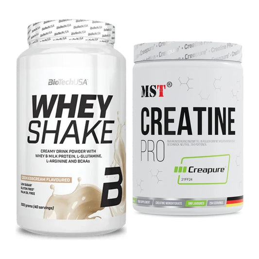 Muskelaufbau-Set: BioTech Whey Shake 1000g + MST Creatin Pro CREAPURE – alle enthaltenen Artikel
