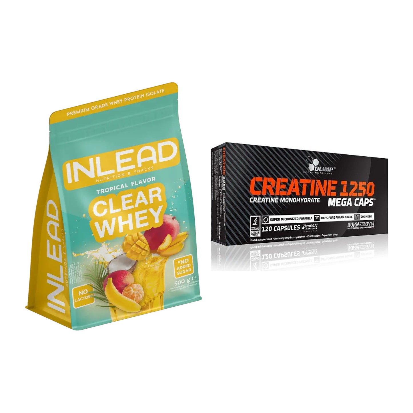 Muskelaufbau-Set: INLEAD Clear Whey Isolate + Olimp Creatine Mega Caps – alle enthaltenen Artikel
