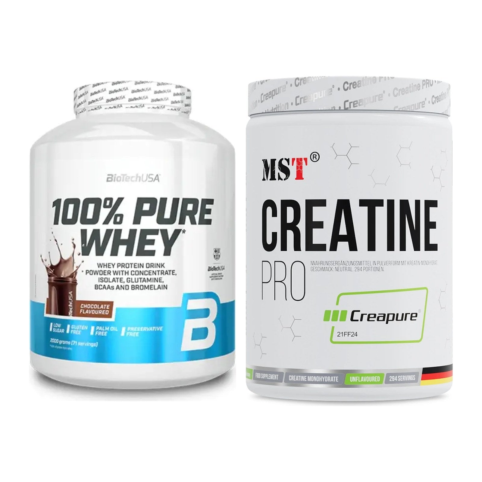 Muskelaufbau-Set: BioTech 100% Pure Whey + MST Creatin Pro CREAPURE – alle enthaltenen Artikel