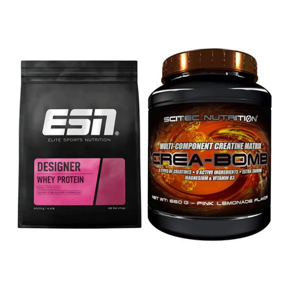 Muskelaufbau-Set: ESN Designer Whey + Scitec Crea-Bomb – alle enthaltenen Artikel