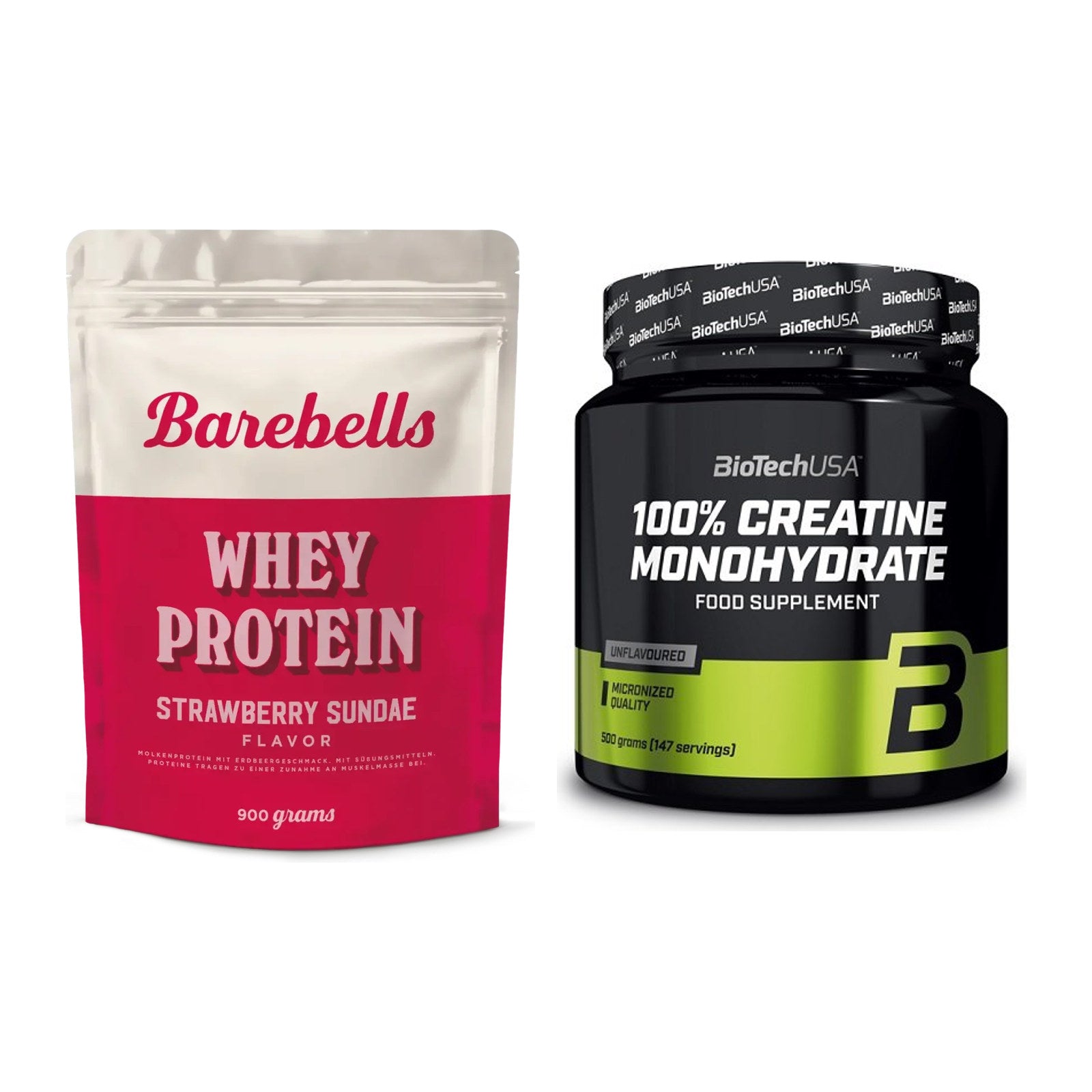 Muskelaufbau-Set: Barebells Whey Protein + BioTech Creatine – alle enthaltenen Artikel