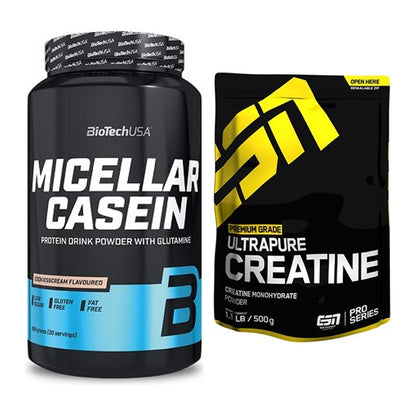 Muskelaufbau-Set: BioTech Micellar Casein + ESN Ultrapure Creatine – alle enthaltenen Artikel