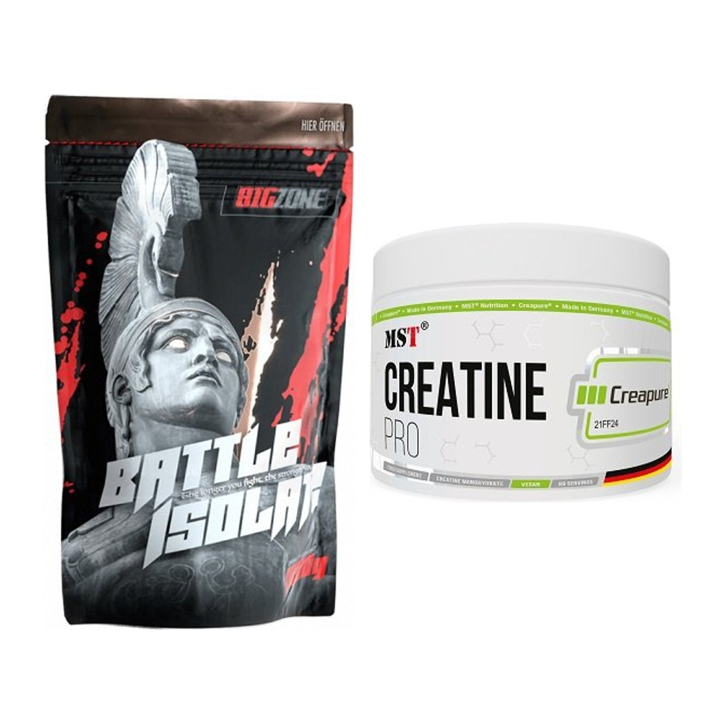 Muskelaufbau-Set: Big Zone Battle Isolate + MST Creatin Pro CREAPURE – alle enthaltenen Artikel
