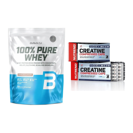Muskelaufbau-Set: BioTech 100% Pure Whey + Nutrend Creatine – alle enthaltenen Artikel