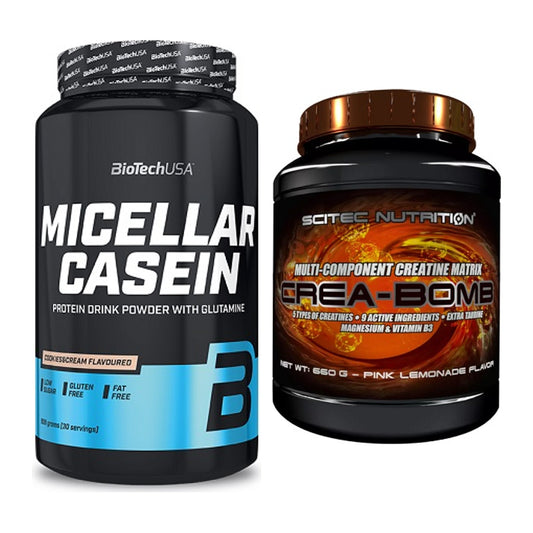 Muskelaufbau-Set: BioTech Micellar Casein + Scitec Crea-Bomb 660g – alle enthaltenen Artikel