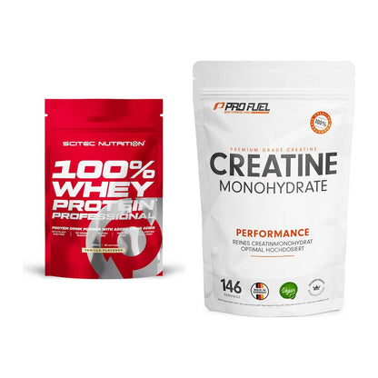 Muskelaufbau-Set: Scitec 100% Whey Protein + ProFuel Creatine – alle enthaltenen Artikel
