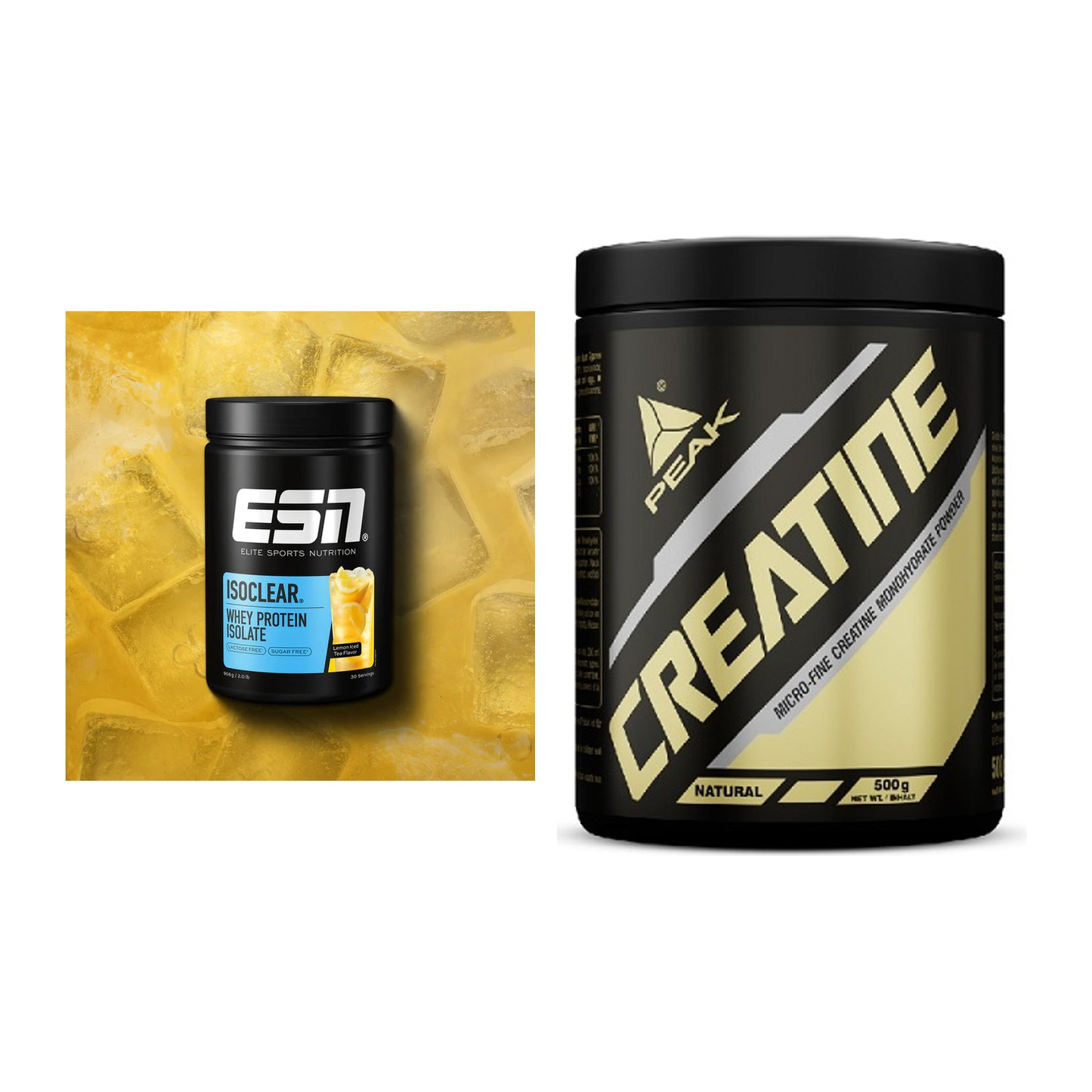 Muskelaufbau-Set: ESN ISOCLEAR Whey Isolate + Peak Creatin Powder – alle enthaltenen Artikel