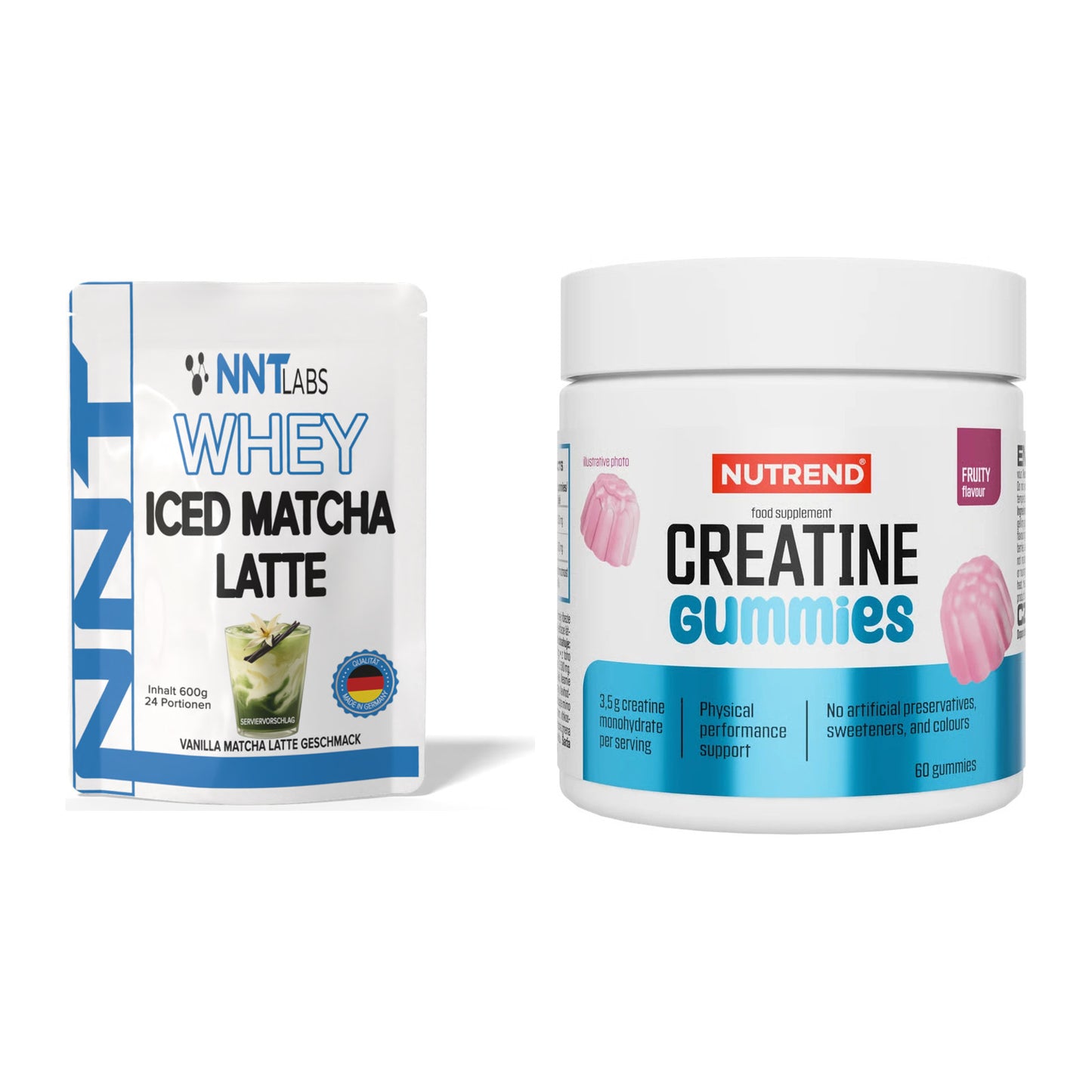 Muskelaufbau-Set: NNT Whey ICED MATCHA + Nutrend Creatine Gummies – alle enthaltenen Artikel