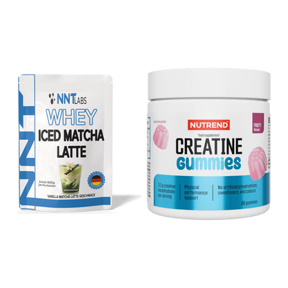 Muskelaufbau-Set: NNT Whey ICED MATCHA + Nutrend Creatine Gummies – alle enthaltenen Artikel