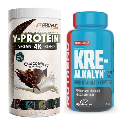 Muskelaufbau-Set: ProFuel V-PROTEIN vegan + Nutrend Kre-Alkalyn – alle enthaltenen Artikel