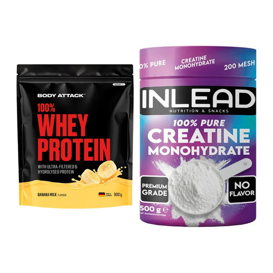 Muskelaufbau-Set: Body Attack 100% Whey + INLEAD Creatine – alle enthaltenen Artikel