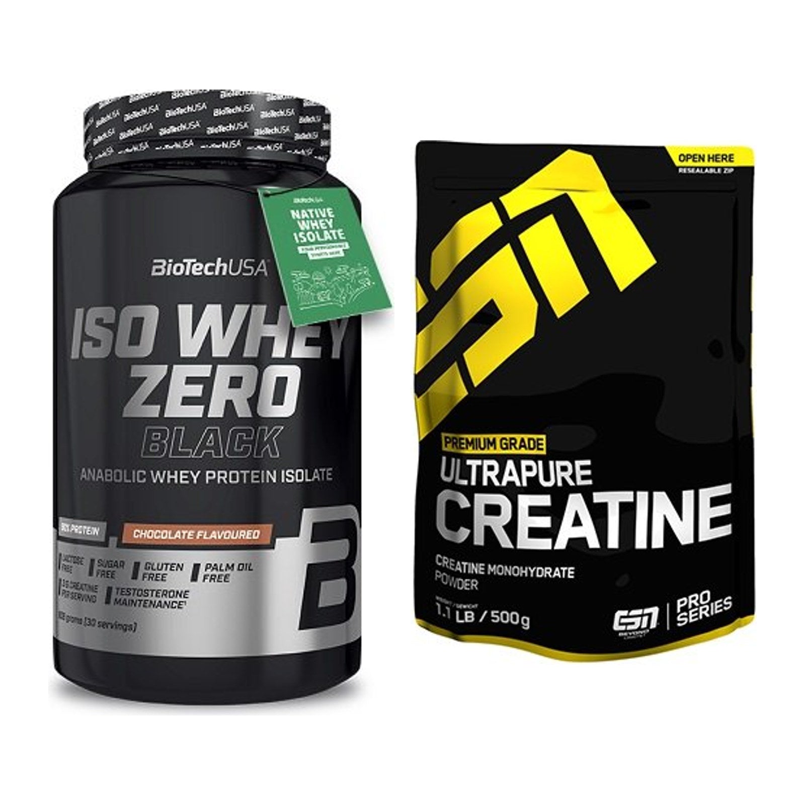 Muskelaufbau-Set: BioTech Iso Whey Zero + ESN Ultrapure Creatine – alle enthaltenen Artikel