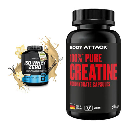 Muskelaufbau-Set: BioTech Iso Whey Zero + Body Attack 100% Pure – alle enthaltenen Artikel