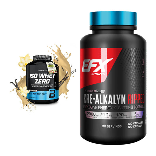 Muskelaufbau-Set: BioTech Iso Whey Zero + EFX Kre-Alkalyn Ripped – alle enthaltenen Artikel