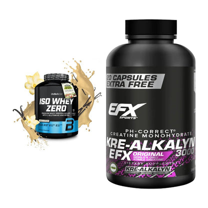 Muskelaufbau-Set: BioTech Iso Whey Zero 1816g + EFX Kre-Alkalyn 3000 – alle enthaltenen Artikel