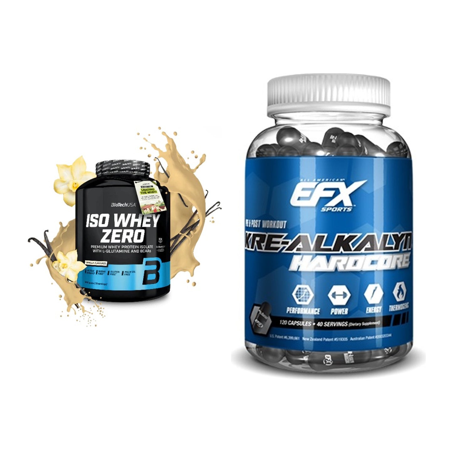 Muskelaufbau-Set: BioTech Iso Whey Zero + EFX Kre-Alkalyn Hardcore – alle enthaltenen Artikel