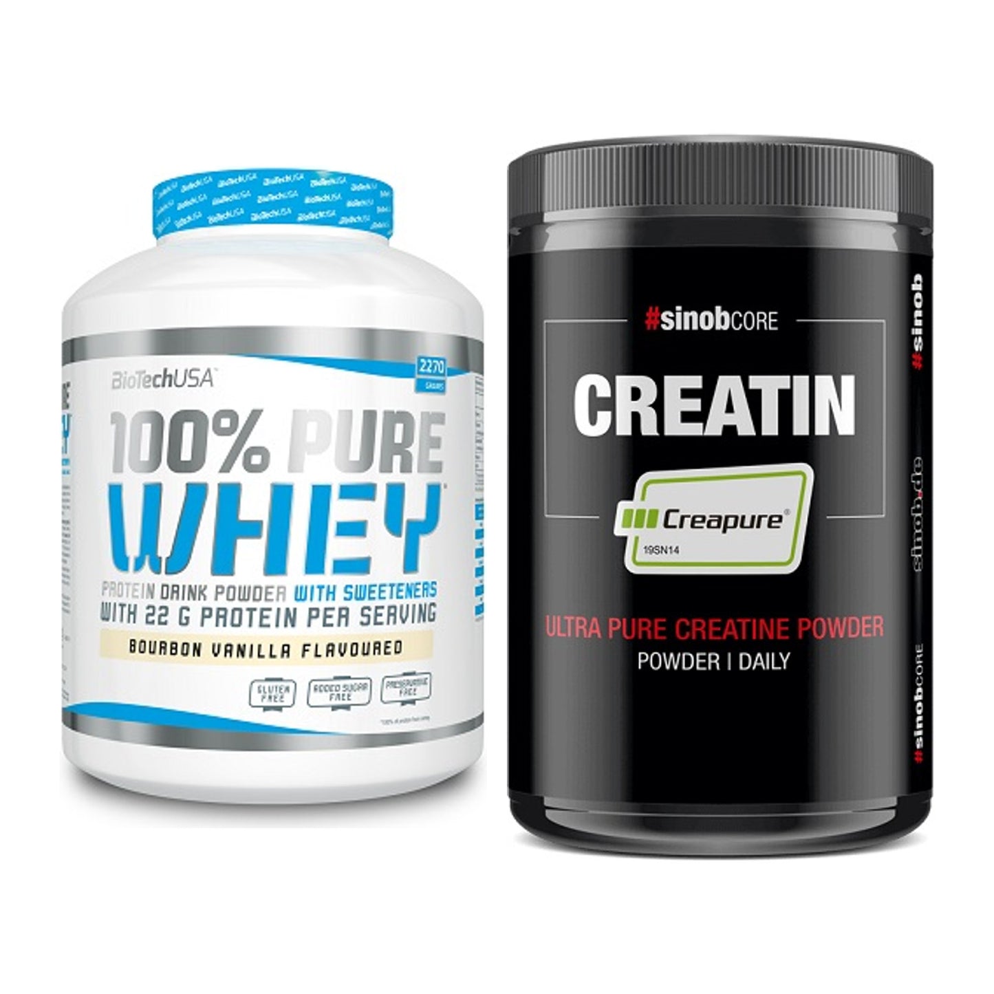 Muskelaufbau-Set: BioTech 100% Pure Whey + Sinob Creatin CREAPURE – alle enthaltenen Artikel