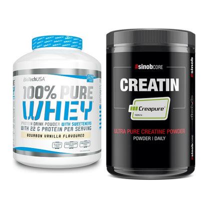 Muskelaufbau-Set: BioTech 100% Pure Whey + Sinob Creatin CREAPURE – alle enthaltenen Artikel