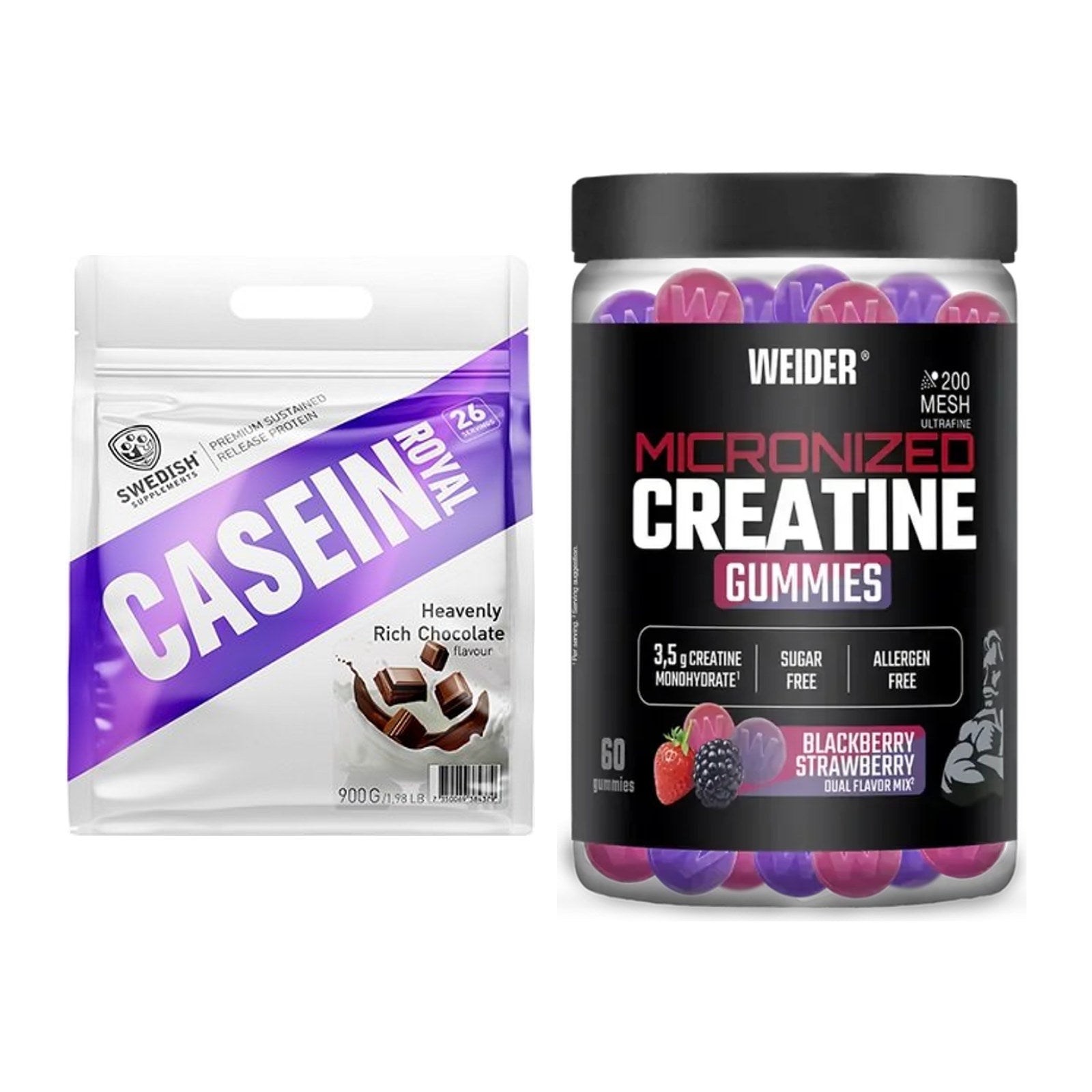 Muskelaufbau-Set: Swedish Supplements + Weider Micronized – alle enthaltenen Artikel