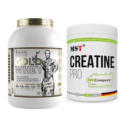 Muskelaufbau-Set: Kevin Levrone Gold Whey + MST Creatin Pro CREAPURE – alle enthaltenen Artikel