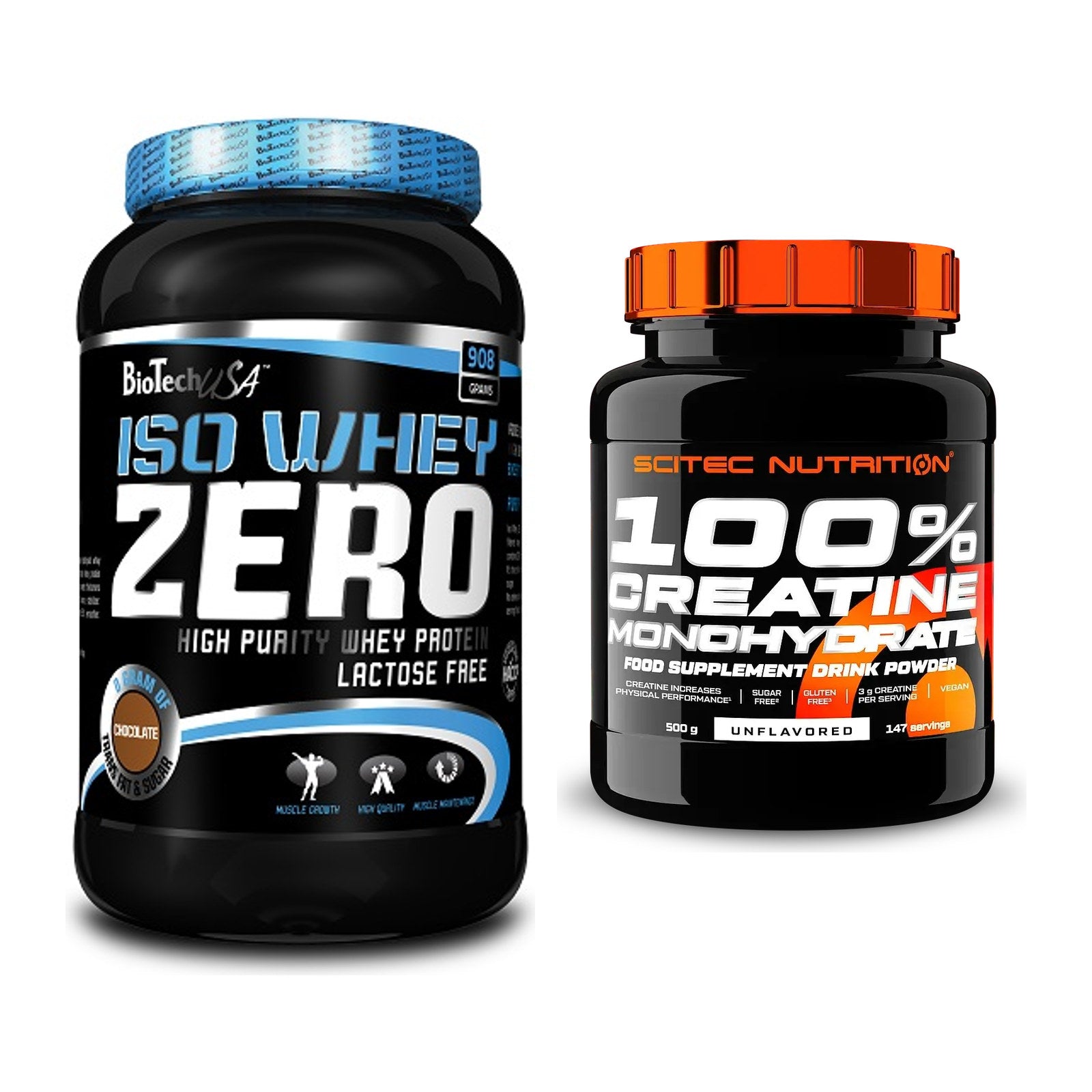 Muskelaufbau-Set: BioTech Iso Whey Zero + Scitec Creatine Monohydrate – alle enthaltenen Artikel