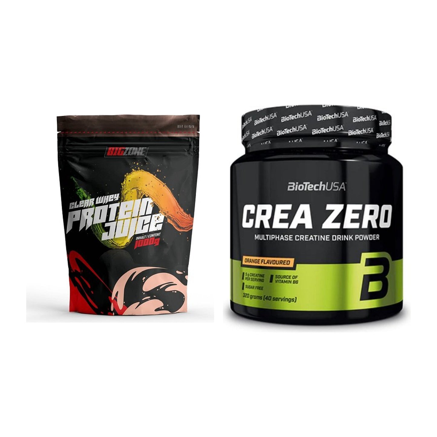 Muskelaufbau-Set: Big Zone Clear Whey + BioTech Crea Zero 320g – alle enthaltenen Artikel
