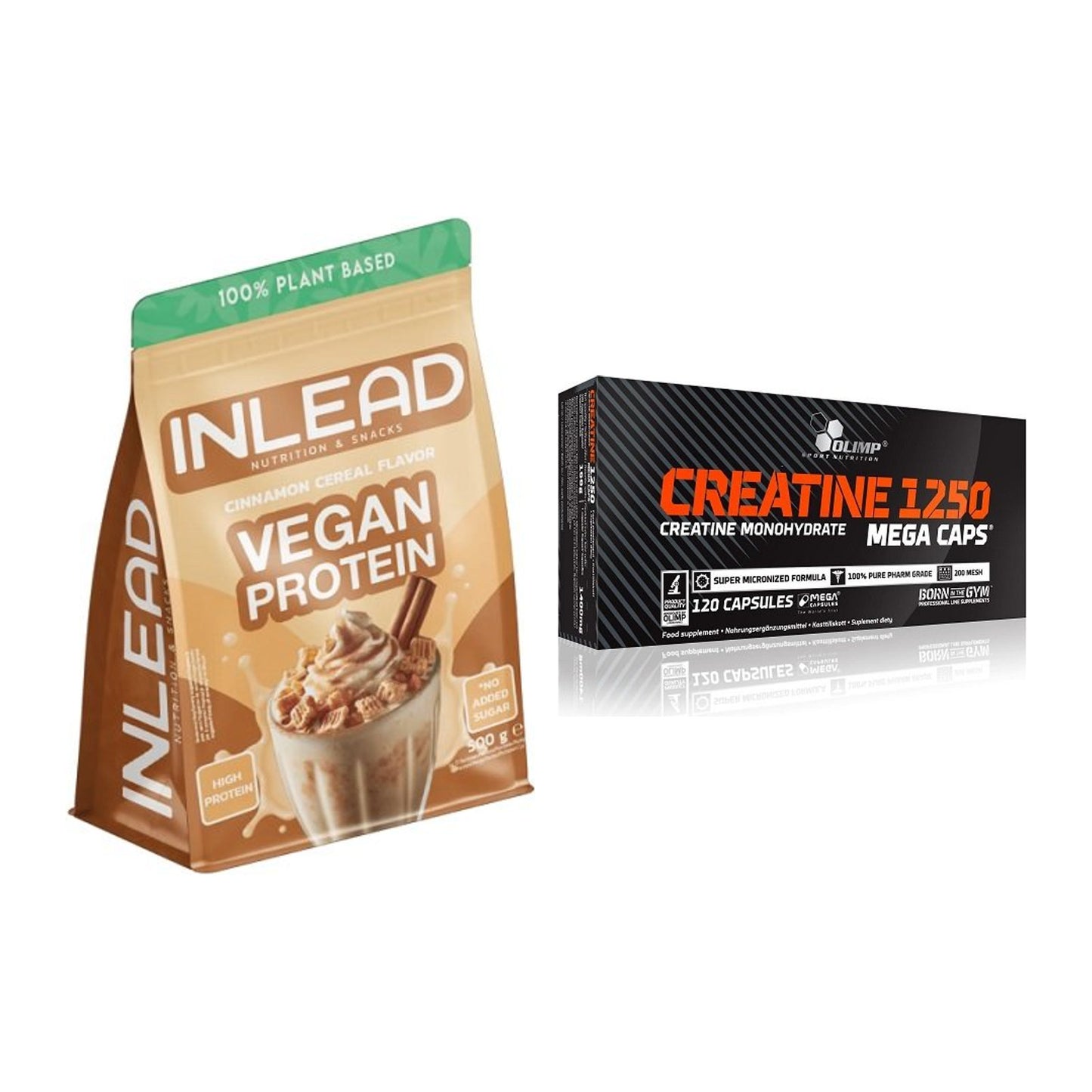 Muskelaufbau-Set: INLEAD Vegan Protein + Olimp Creatine Mega Caps – alle enthaltenen Artikel
