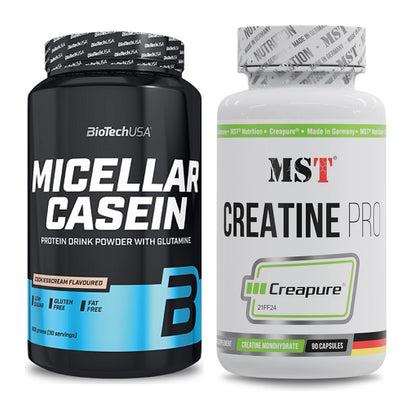 Muskelaufbau-Set: BioTech Micellar Casein + MST Creatine Pro CREAPURE – alle enthaltenen Artikel