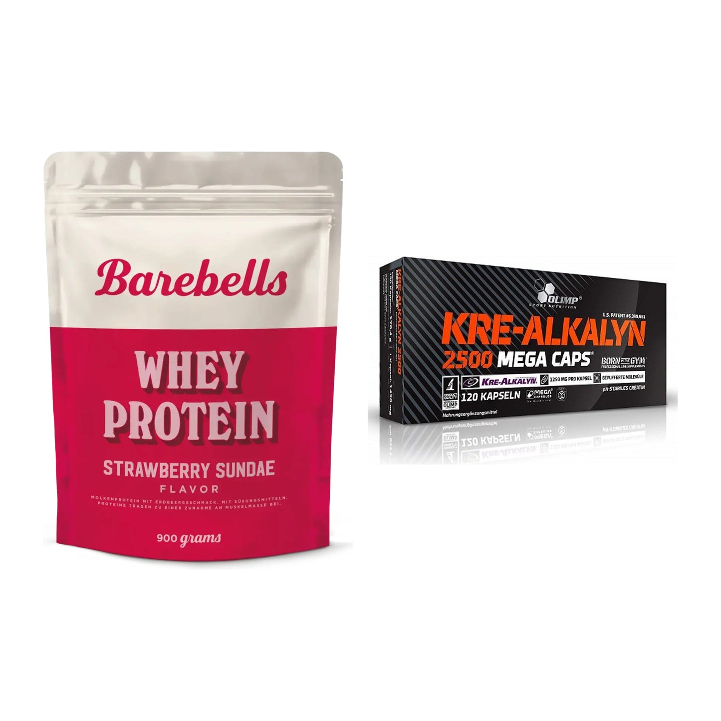 Muskelaufbau-Set: Barebells Whey Protein + Olimp Kre Alkalyn 2500 – alle enthaltenen Artikel