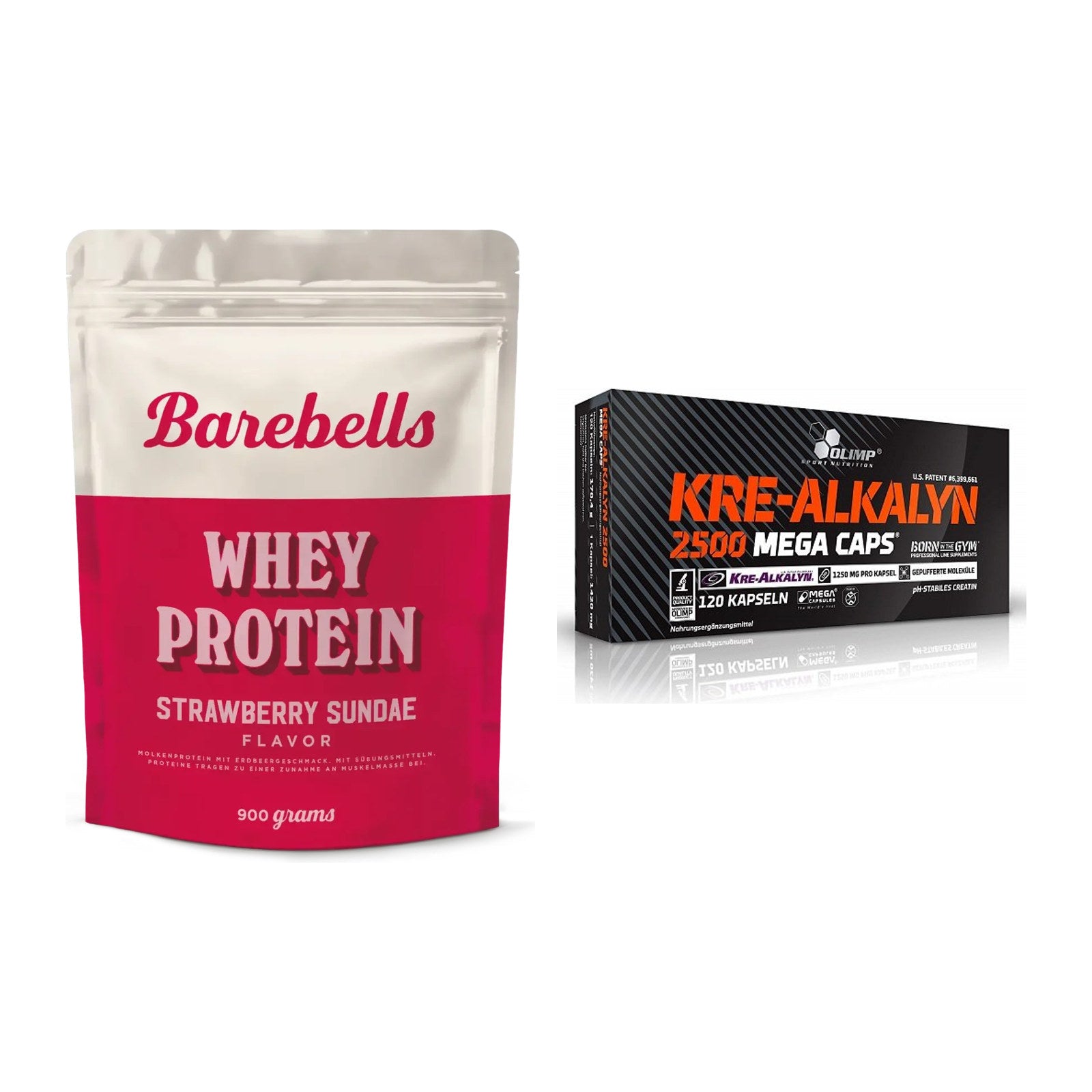 Muskelaufbau-Set: Barebells Whey Protein + Olimp Kre Alkalyn 2500 – alle enthaltenen Artikel