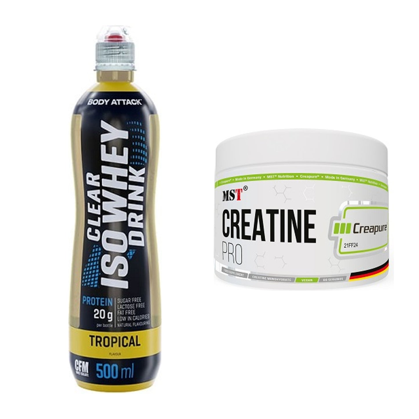 Muskelaufbau-Set: Body Attack Clear Iso + MST Creatin Pro CREAPURE – alle enthaltenen Artikel