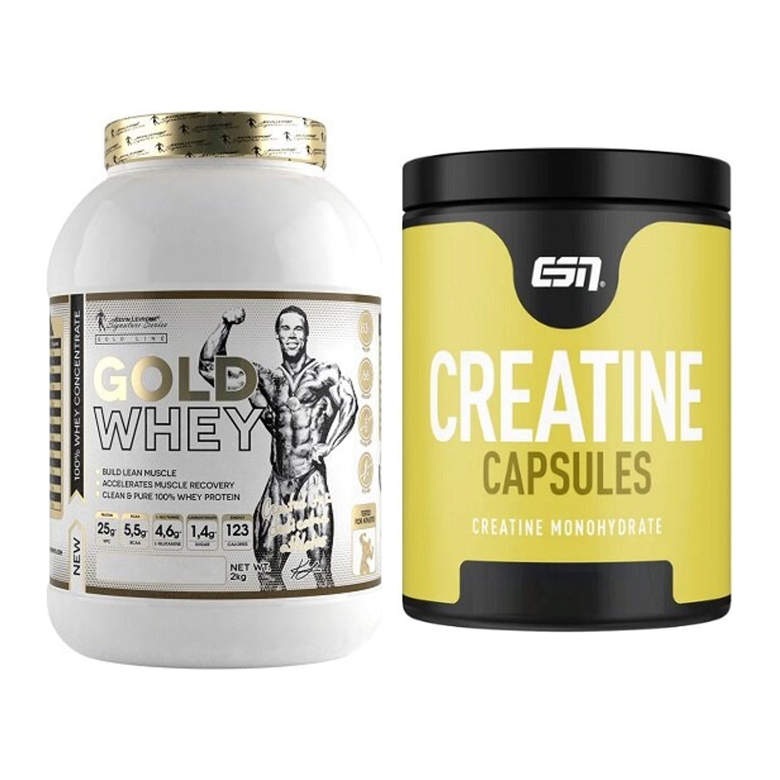 Muskelaufbau-Set: Kevin Levrone Gold Whey + ESN Ultrapure Creatine – alle enthaltenen Artikel
