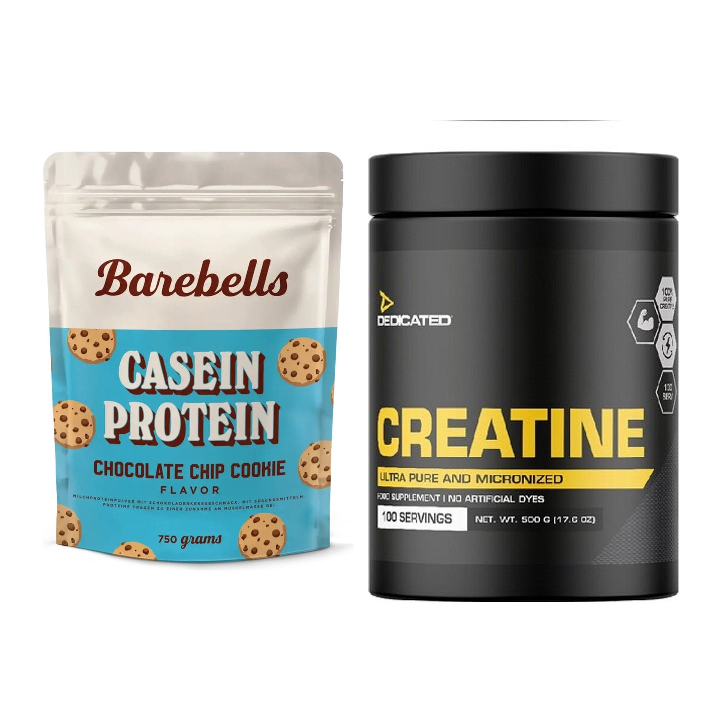 Muskelaufbau-Set: Barebells Casein Protein + Dedicated Creatine – alle enthaltenen Artikel