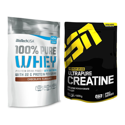 Muskelaufbau-Set: BioTech 100% Pure Whey + ESN Ultrapure Creatine – alle enthaltenen Artikel